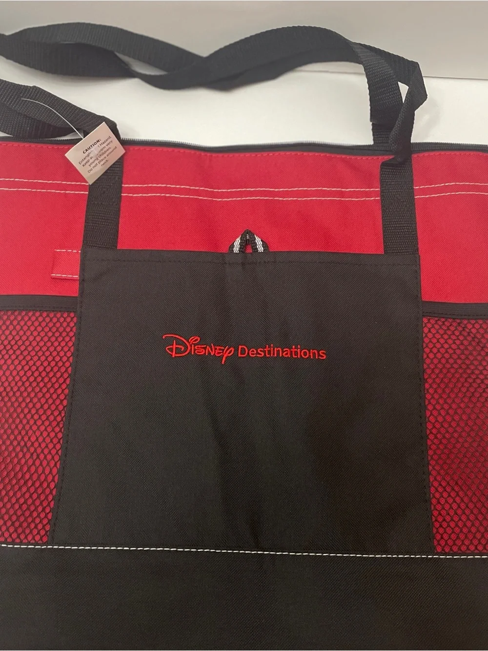 Disney Destinations Large Red and Black Tote Bag with Zipper Collectable